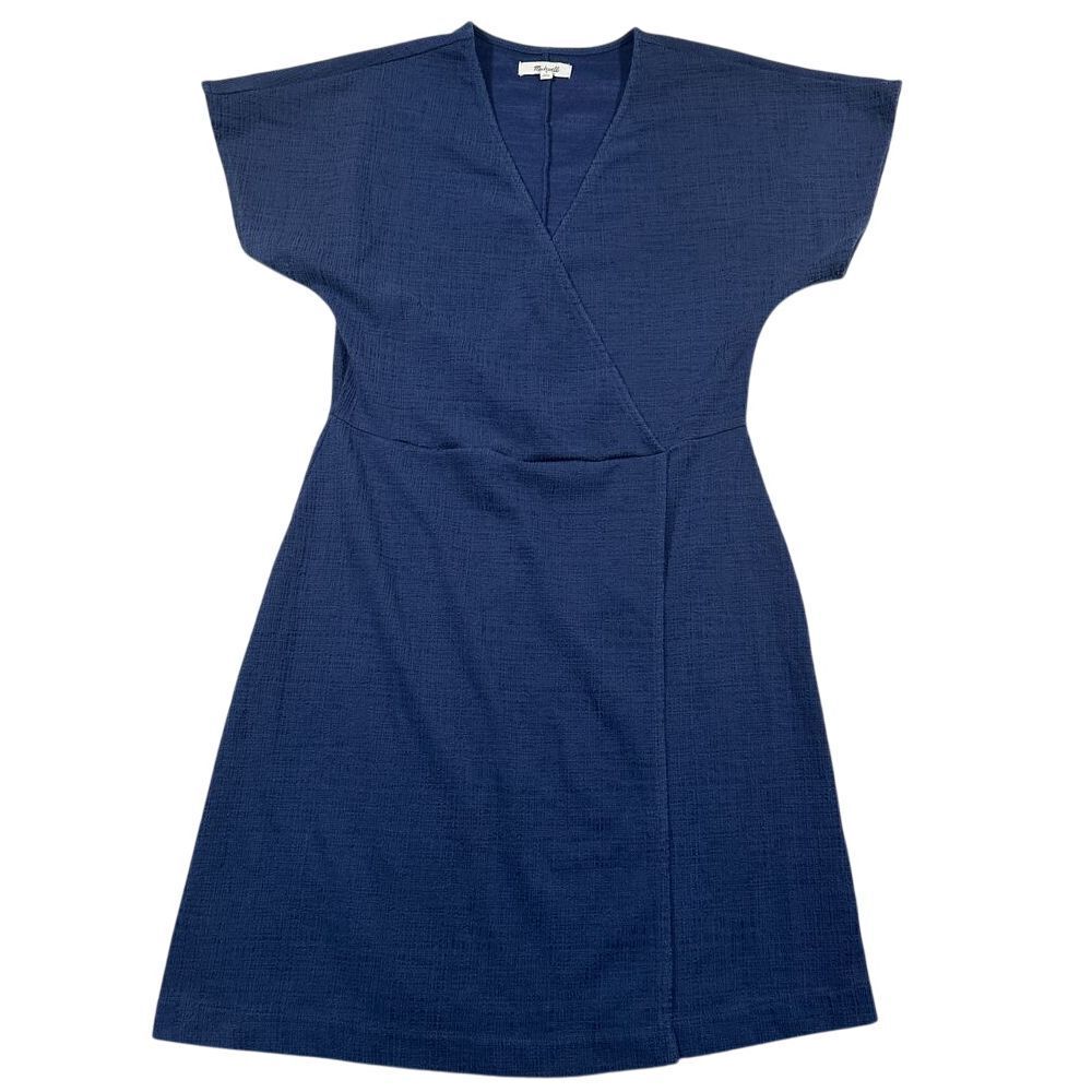 Madewell Navy Blue Faux Wrap Dress Cotton Blend Casual Office Work‎ Wear Size S